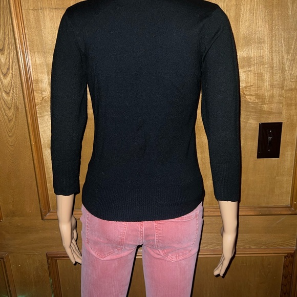 3/4 sleeve v neck black cardigan - Picture 6 of 9